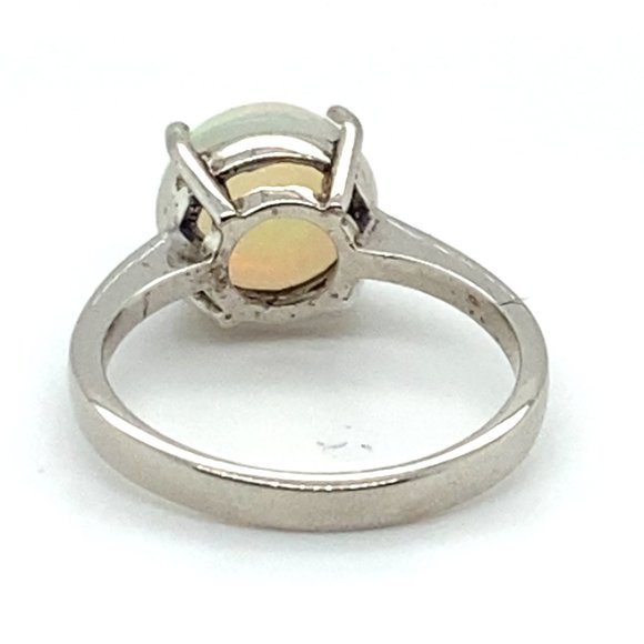 White Opal 3.19ct Platinum Solid Silver Ring - Picture 5 of 6
